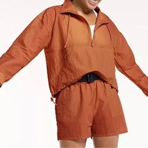 Woman’s jacket half zip woven crop jacket